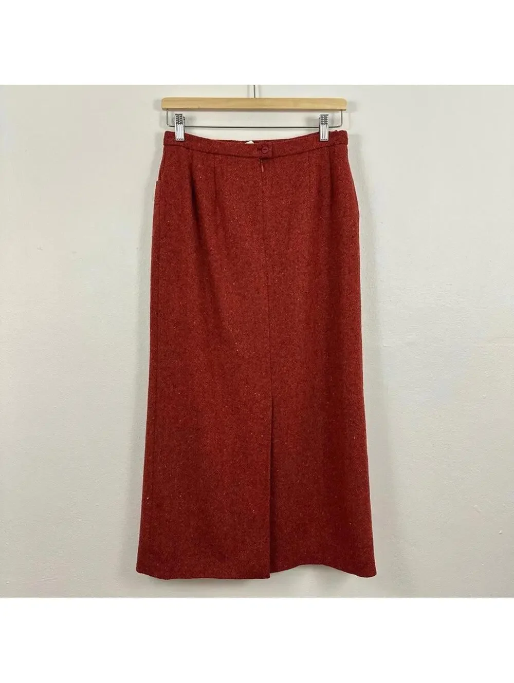 Weinberg Women’s Tweed Burnt Orange Wool Blend Skirt Size 40